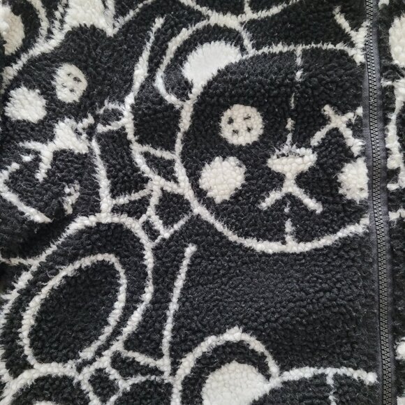 Reason Mens Teddy Yarn Sherpa Full Zip Jacket Black White Size Medium - Picture 2 of 12